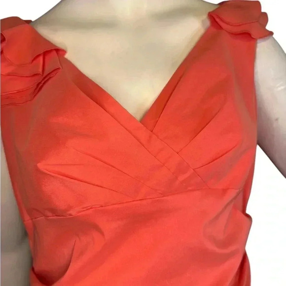 Maggy London Women's Size 10P Orange Color Ruffle Sleeve Detail Dress. #237 - Picture 7 of 13